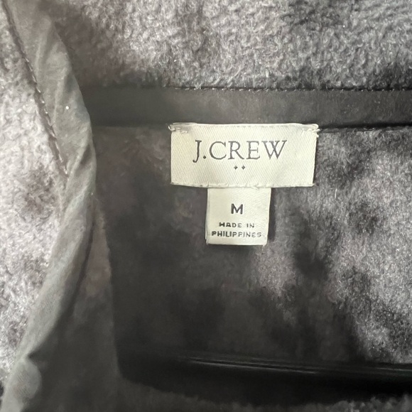 J. Crew Factory Gray Leopard Print Quilted Fleece Snap Pullover - Picture 4 of 7
